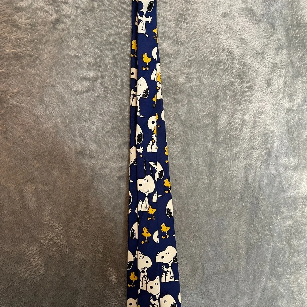 Vintage Peanuts Men Pals Snoopy Woodstock Emotions 90s Silk Neck Tie Cartoon